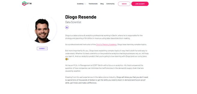 Diogo Resende About page