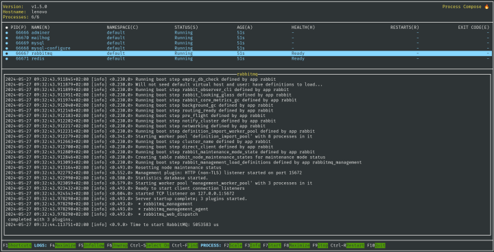 devenv up process compose interface