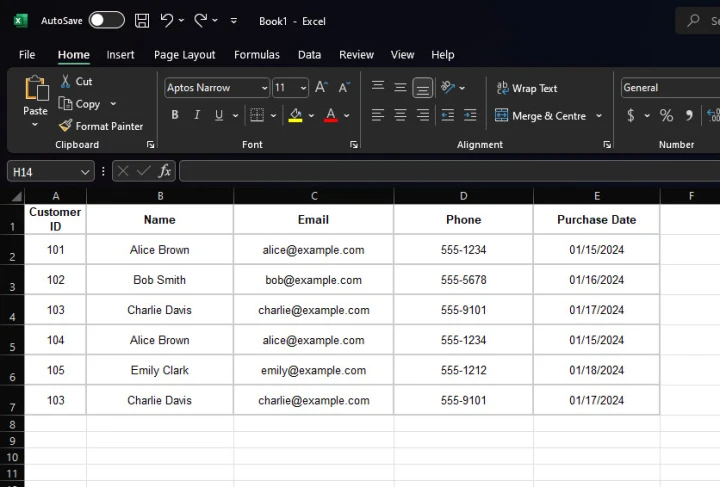 example data set