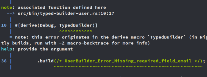 Helpful typed builder error