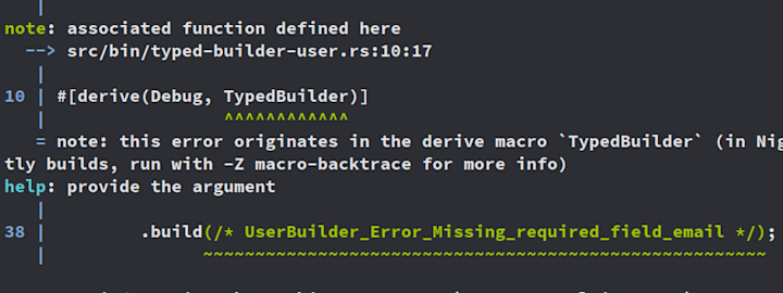 Helpful typed builder error