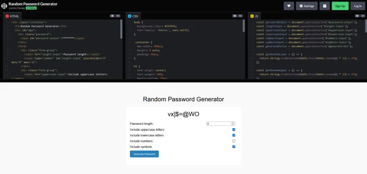 build a random password generator in javascript