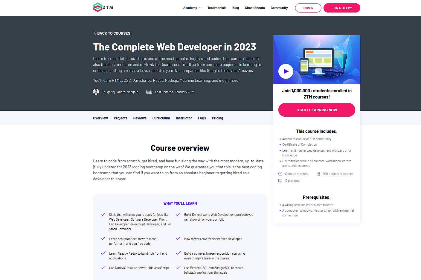 complete web developer 2023 course