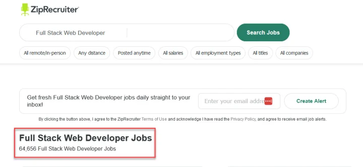 us full stack web dev jobs 2023