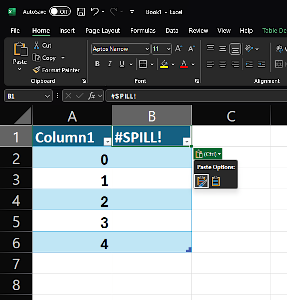 spill error from dependant data