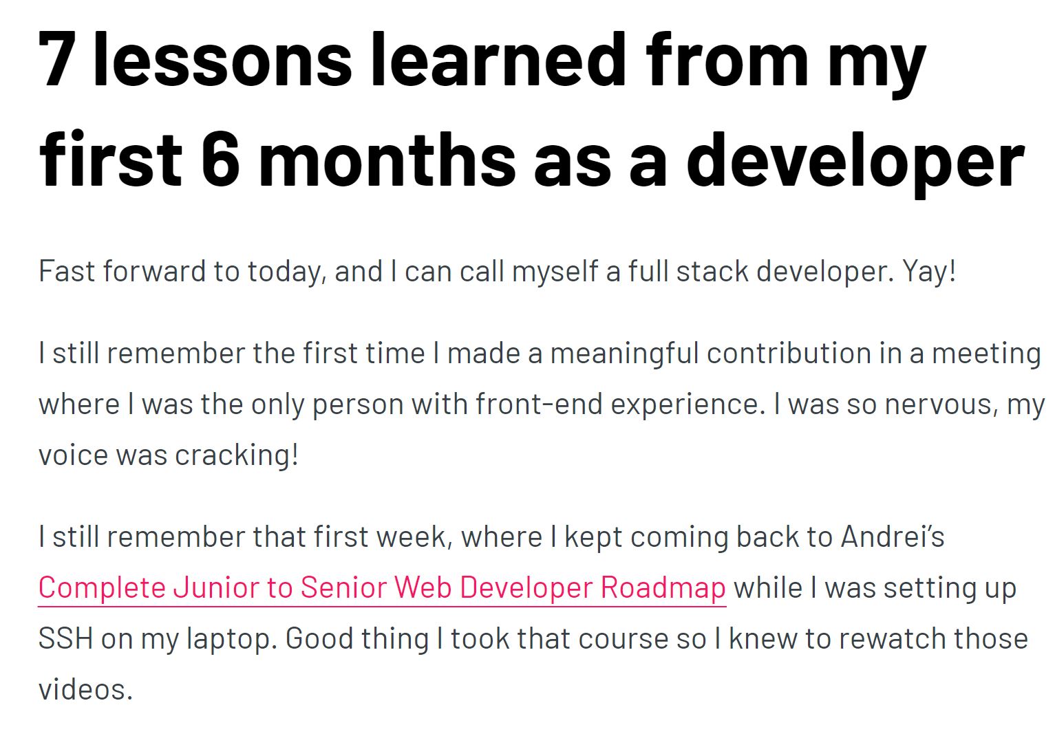 Junior to Senior Web Developer