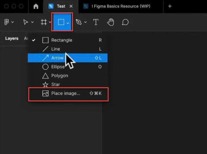import an image with the rectangle tool