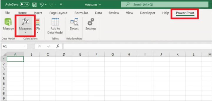 power pivot measures option