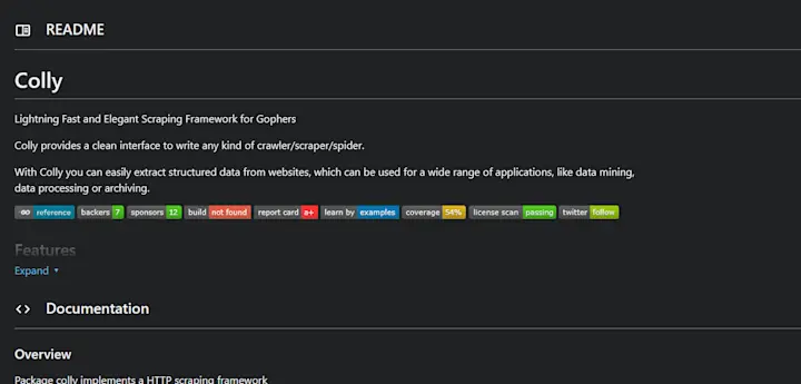 web scraper golang project package