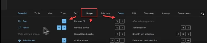 common shape shortcuts