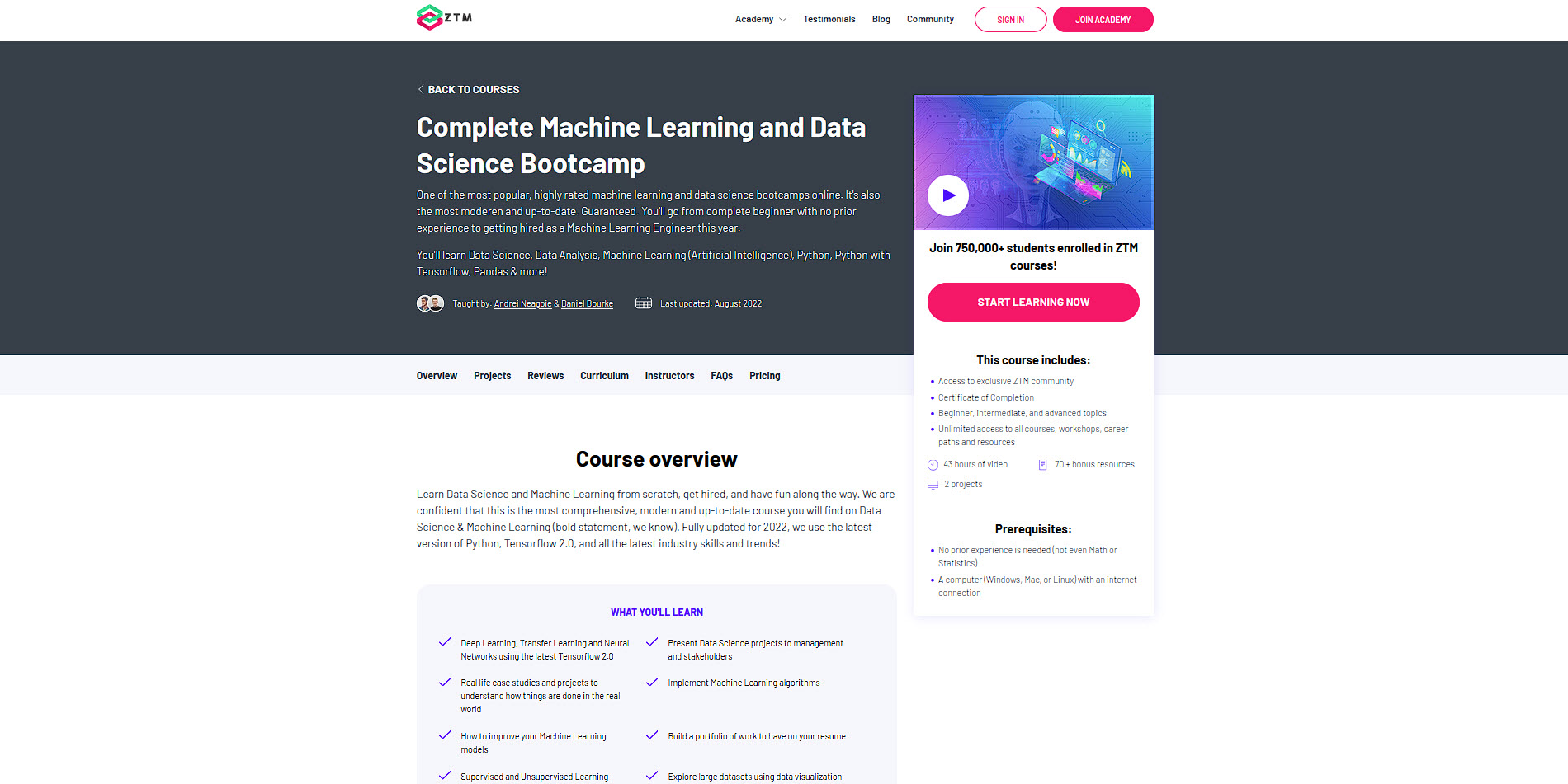 machine learning and data science bootcamp