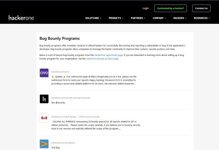 hackerOne bug bounty program