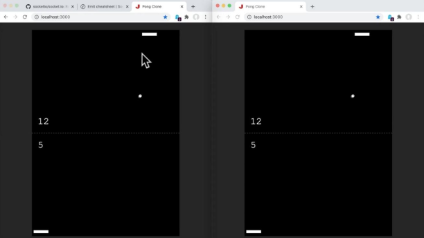 Our Node.js multiplayer pong game built with socket.io and the Canvas API