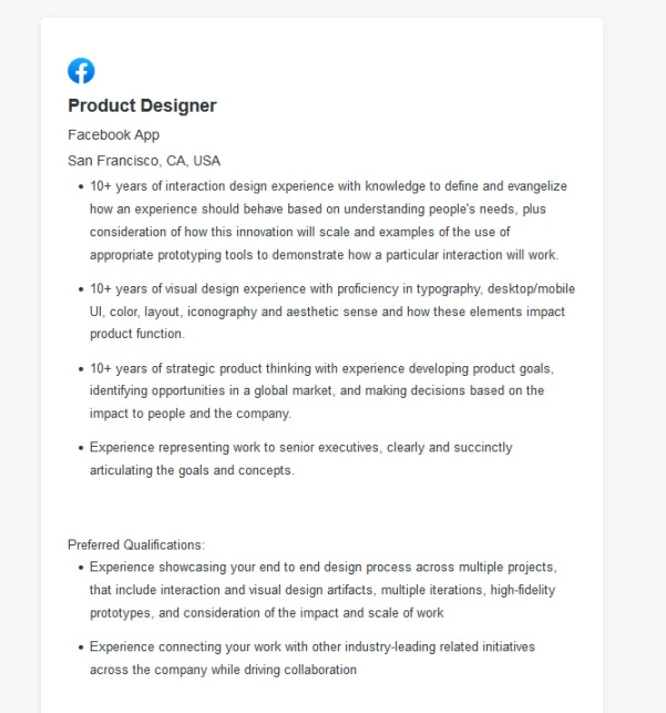 product design role example
