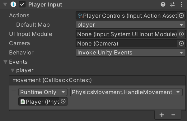 Registering the method with the Movement event