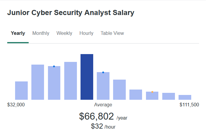 junior cyber security analyst salary