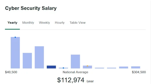 Average salary for Cyber security in 2023