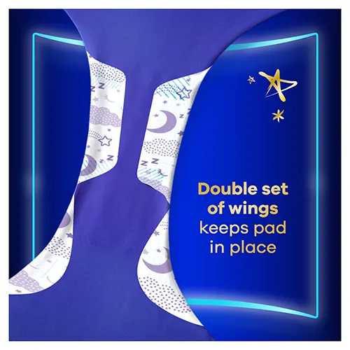Always Ultra Pads Ultimate Night (Size 6) with double set of wings that keep your pad in place all night 