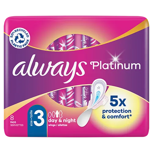 Always Platinum Night (Size 3) Sanitary Pads With Wings
