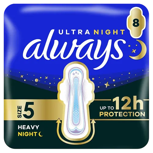Always Ultra Secure Night Extra (Size 5) period pads with wings