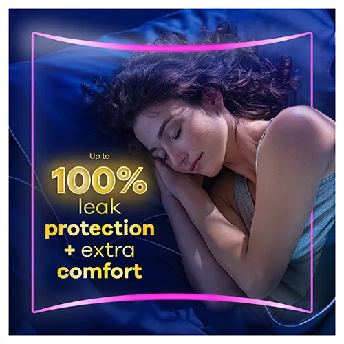 Up to 100% leak protection and extra comfort at night with Always Platinum Secure Night Extra (Size 5) sanitary pads with wings