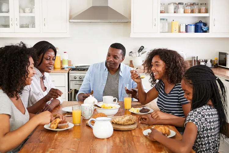 Family having breakfast