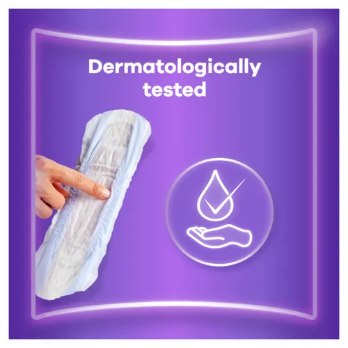 Pad and illustrated drop above hand signifying it has been dermatologically tested.
