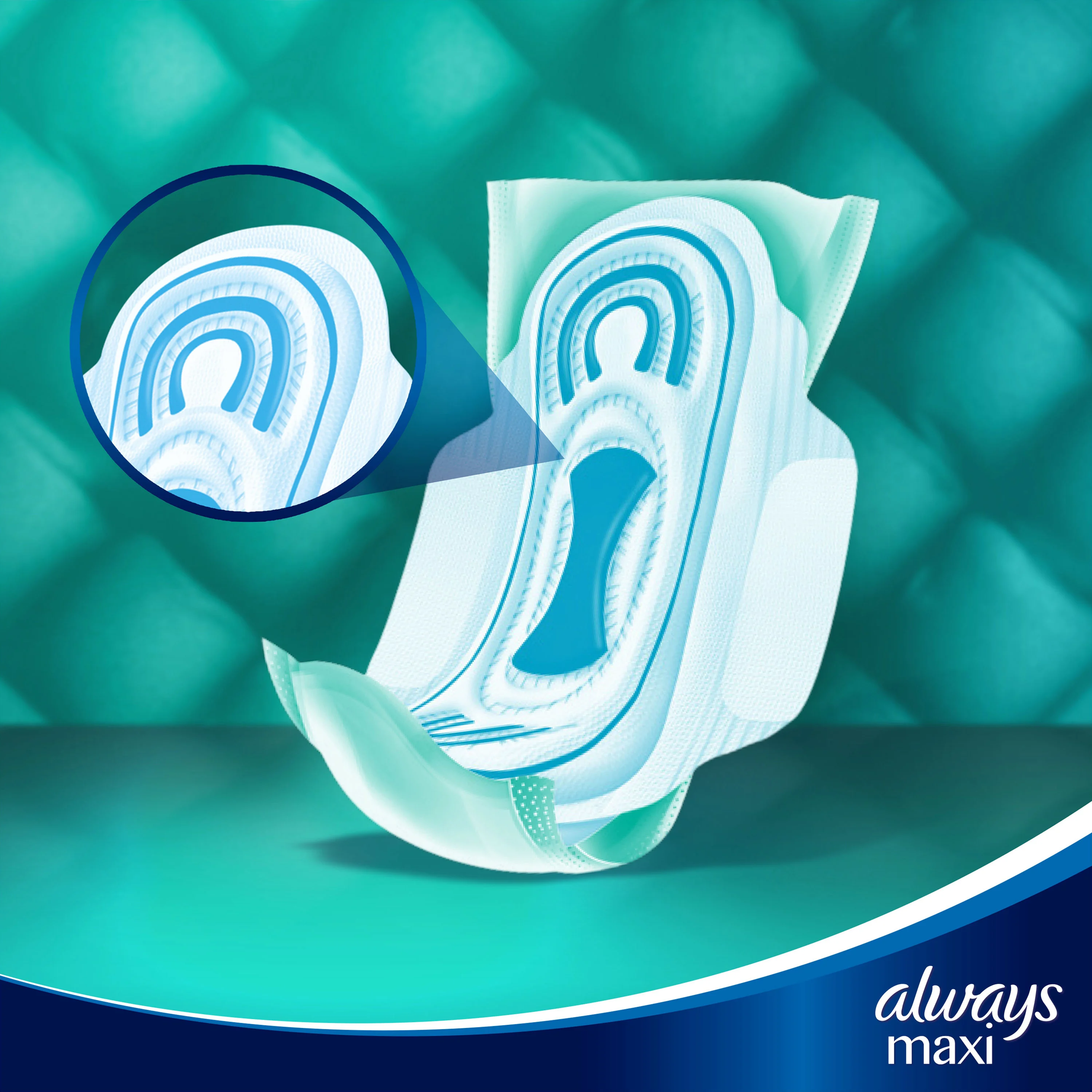 Extra absorbent core in Always Maxi sanitary pad