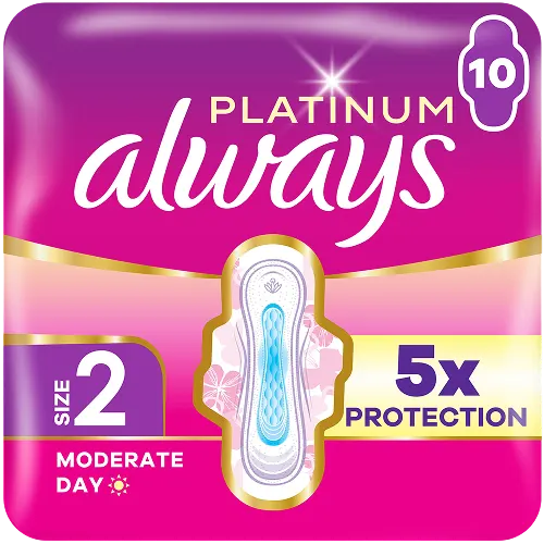 Always Platinum Long (Size 2) Sanitary Pads With Wings