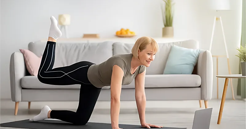 Woman doing pelvic floor exercises: Bird dogs