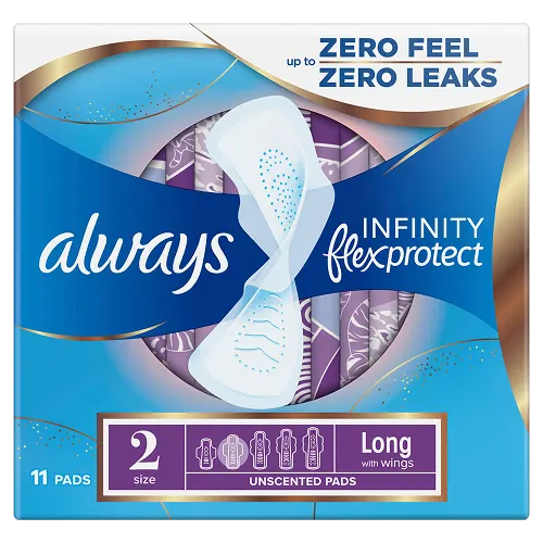 Always Infinity FlexProtect Long (Size 2) period pads with wings