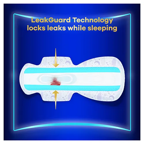 Always Ultra Pads Ultimate Night (Size 6) with wings have LeakGuard Technology that lock leaks while sleeping 