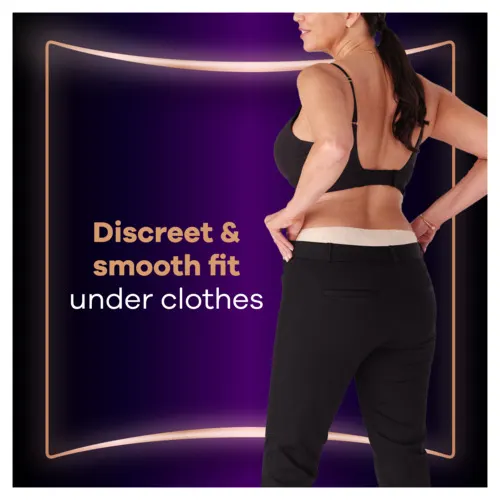 Woman wearing trousers and Boutique Pants for a discreet and smooth fit under clothes.