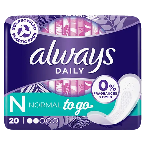 6 x Always Dailies Panty Liners Normal Fresh Scent Individually Wrapped 20  Pack