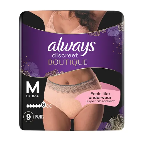 Always Discreet Boutique Beige Medium incontinence pants packaging