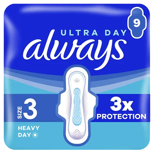 Always Ultra Day Long Plus (Size 3) period pads with wings