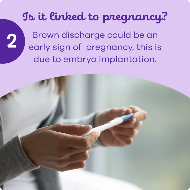 Hands holding a pregnancy test as brown discharge could be an early sign of pregnancy