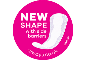 New shape of Always pantyliners with side barriers