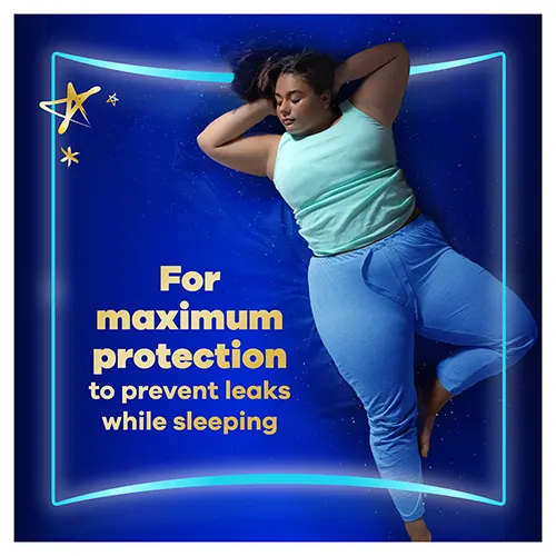 Maximum protection to prevent leaks while sleeping with Always Ultra Pads Ultimate Night (Size 6) with wings