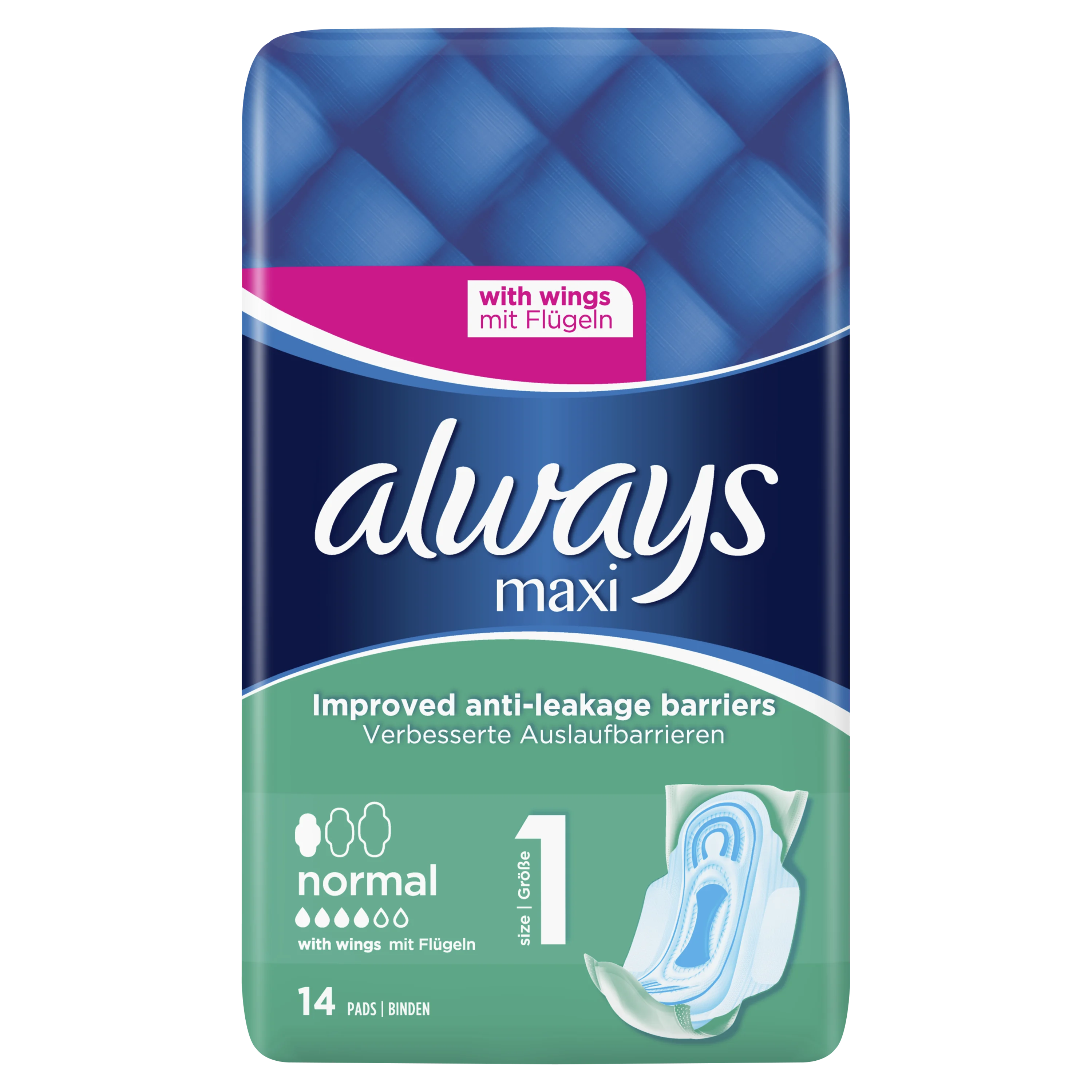 Always Maxi Normal (Size 1) Sanitary Pads With Wings 