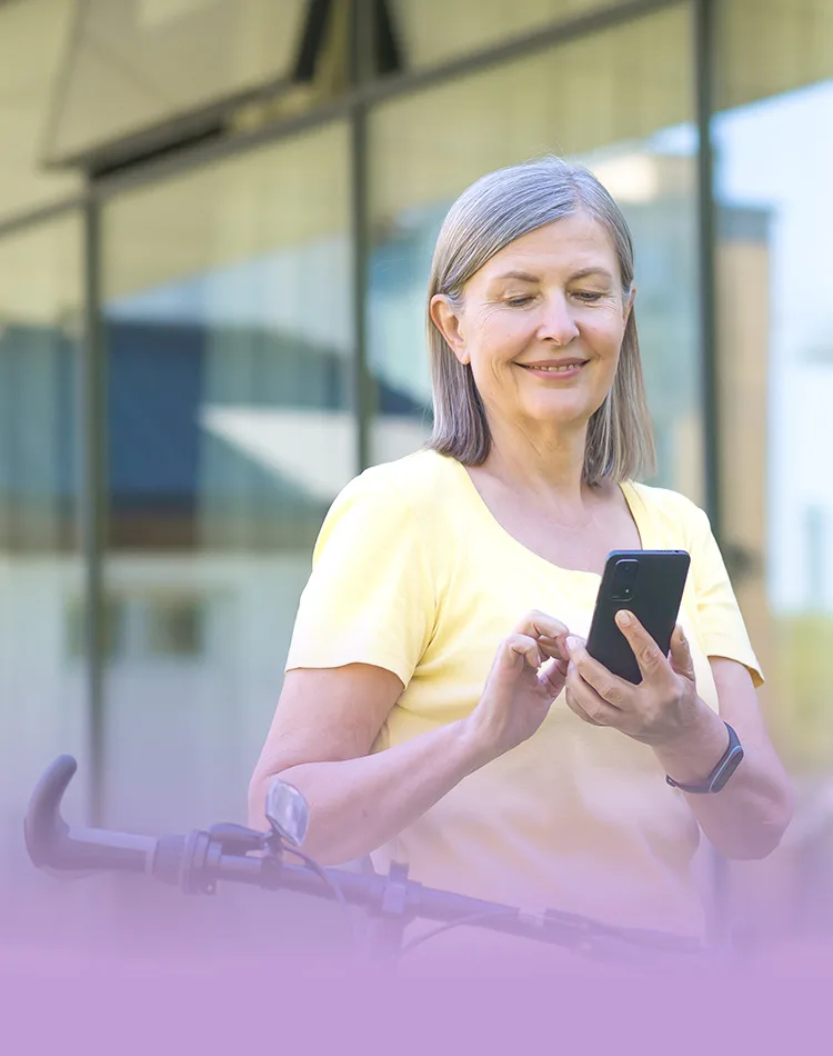 Middle-aged woman with a phone in her hand