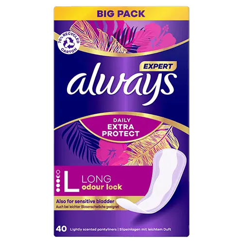 38 x Always Dailies Panty Liners Long Plus Fresh Protect Odour