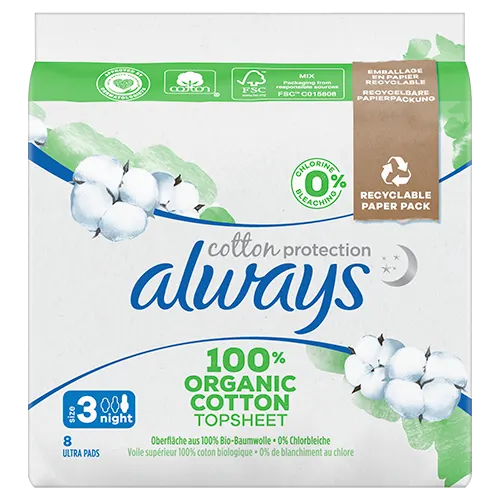 Always Cotton Protection Ultra Night Organic Sanitary Pads