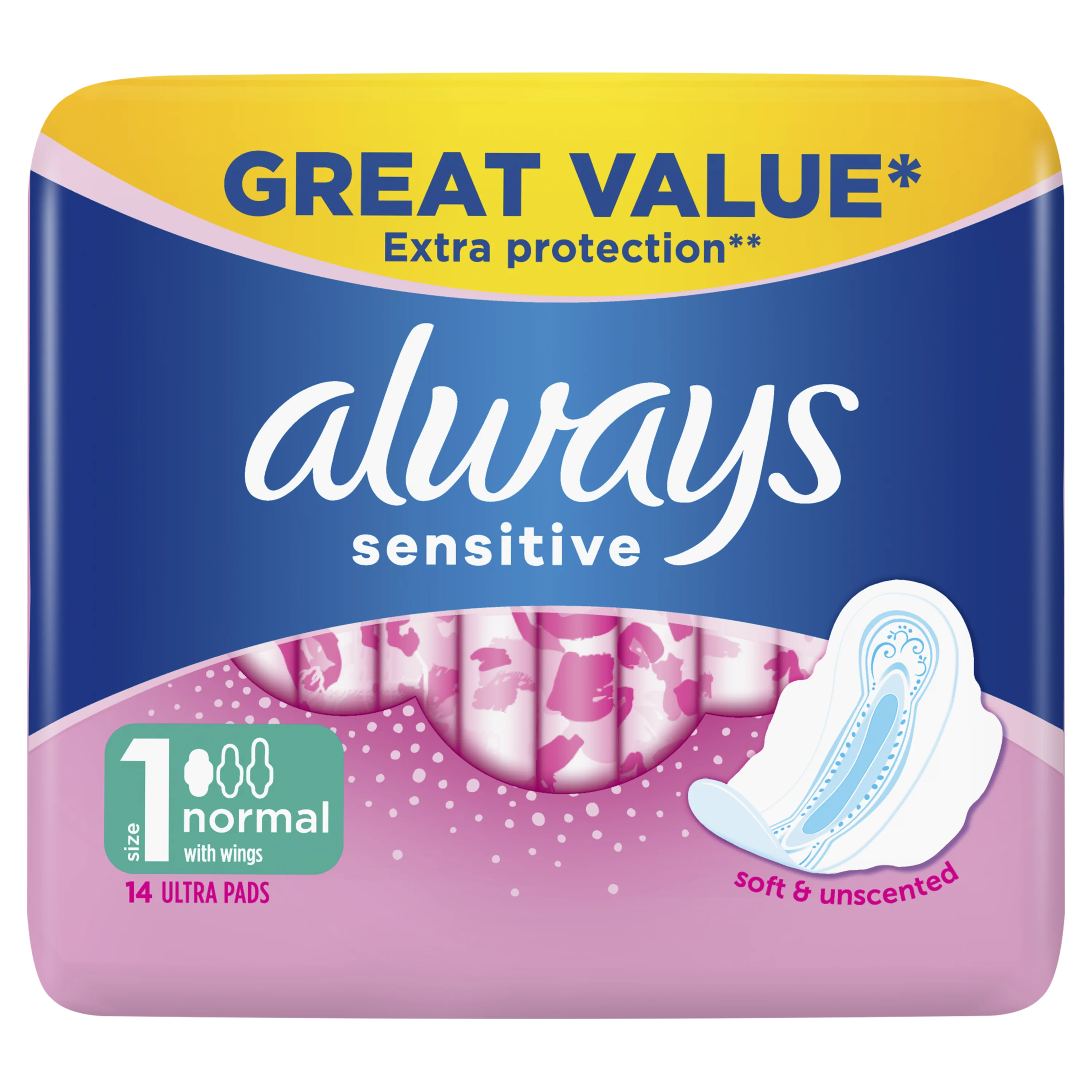 Always Sensitive Normal Ultra (Size 1) Sanitary Pads With Wings
