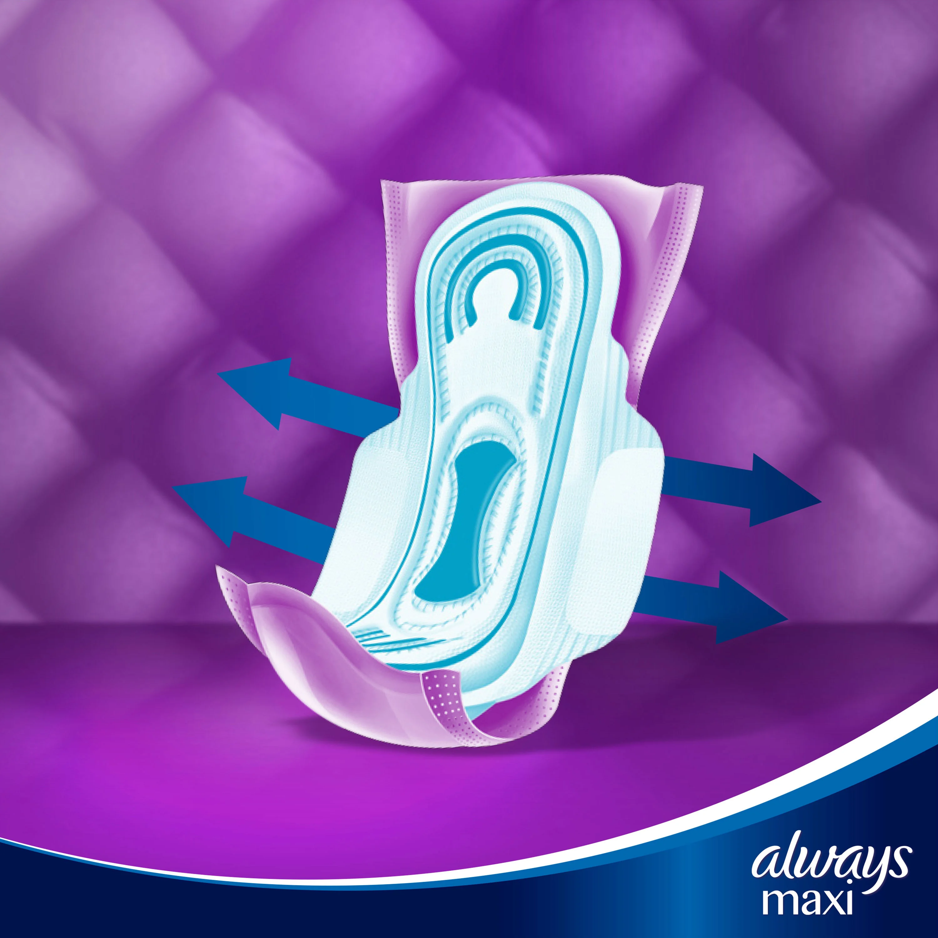 Always Maxi sanitary towel with flexible wings to help your pad stay in place