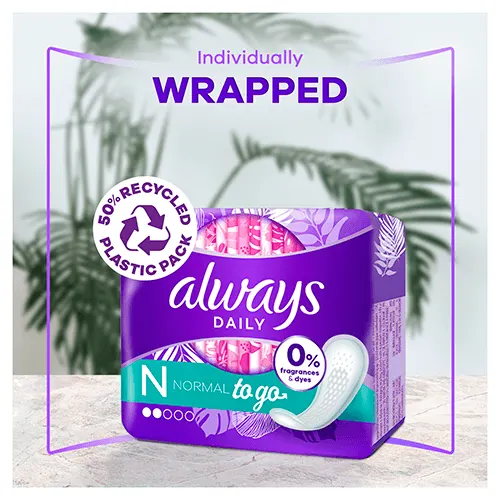 Always Daily Normal To Go Panty Liners packshot