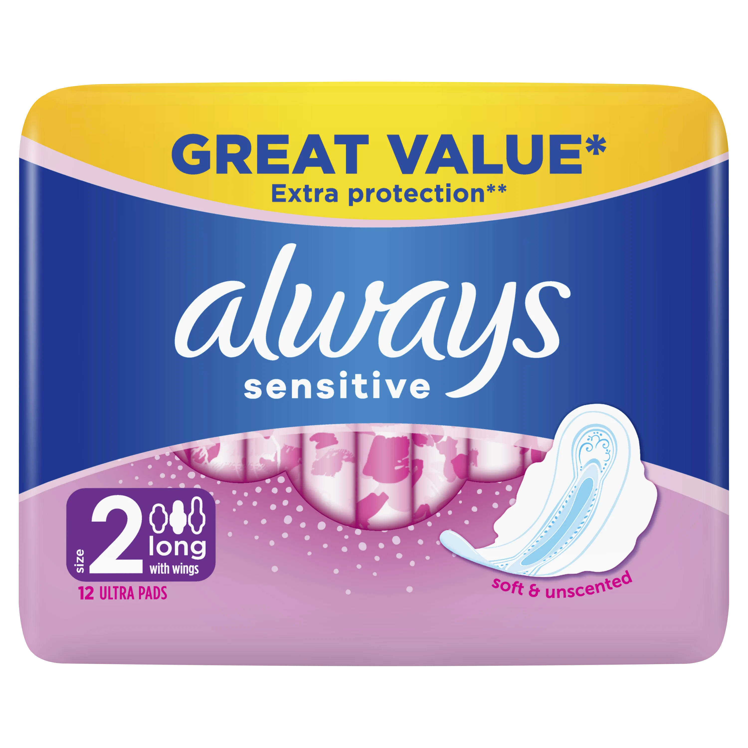 Always Sensitive Long Ultra (Size 2) Sanitary Pads With Wings