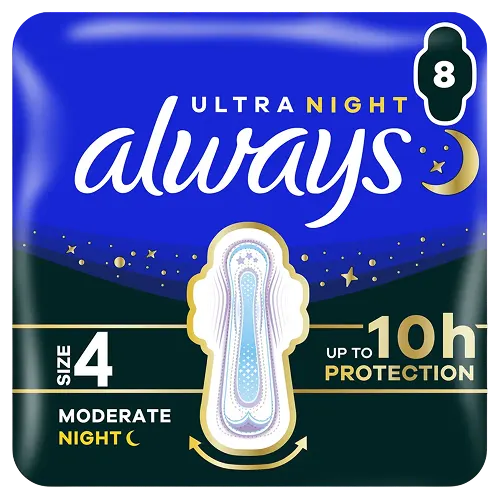 Always Ultra Secure Night (Size 4) period pads with wings