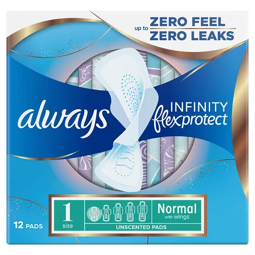Always Infinity FlexProtect Normal (Size 1) period pads with wings