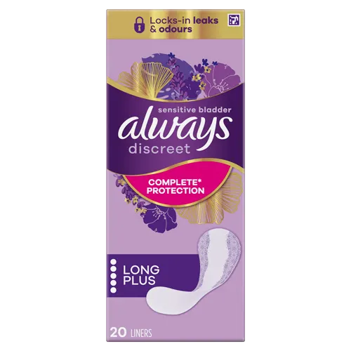 Always Discreet Long Plus incontinence liners packaging